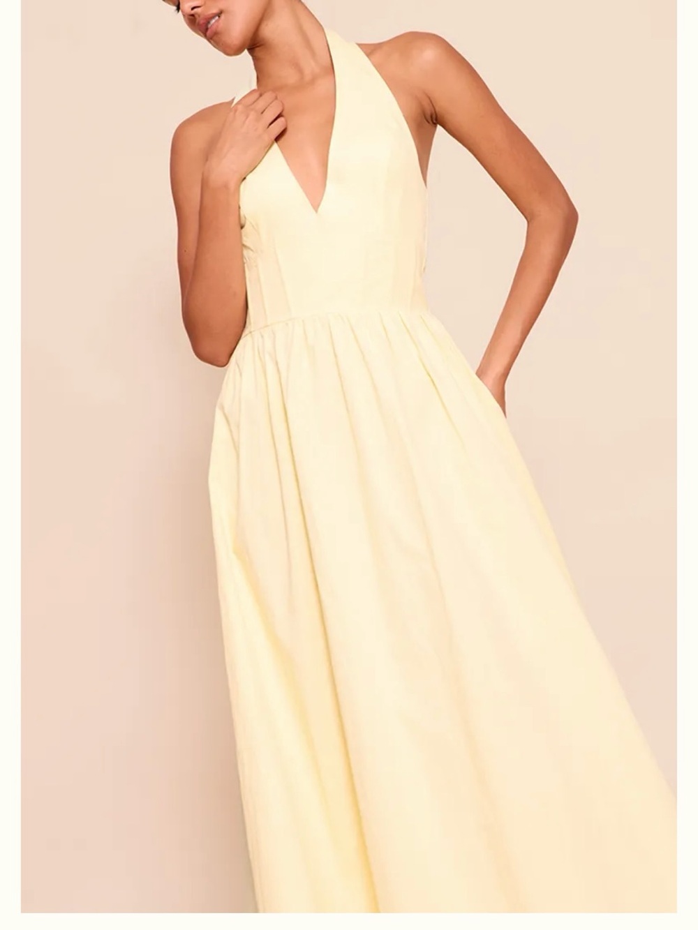 PrettyLittleThing Pale Yellow Halter Maxi Dress